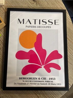 Matisse Bold Pink Floral with Orange Sun Wall Art